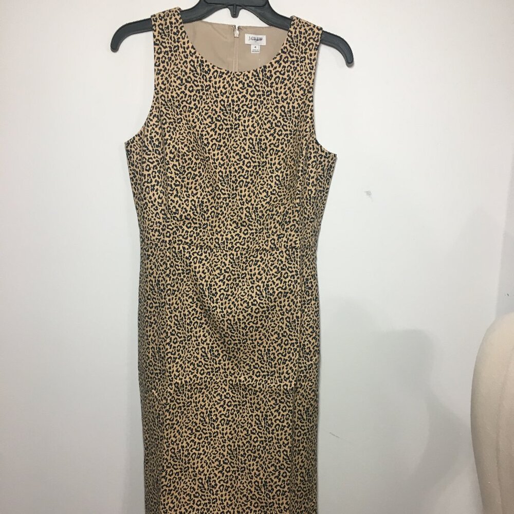 J. Crew Sleeveless Shift Dress Leopard Print Size 4